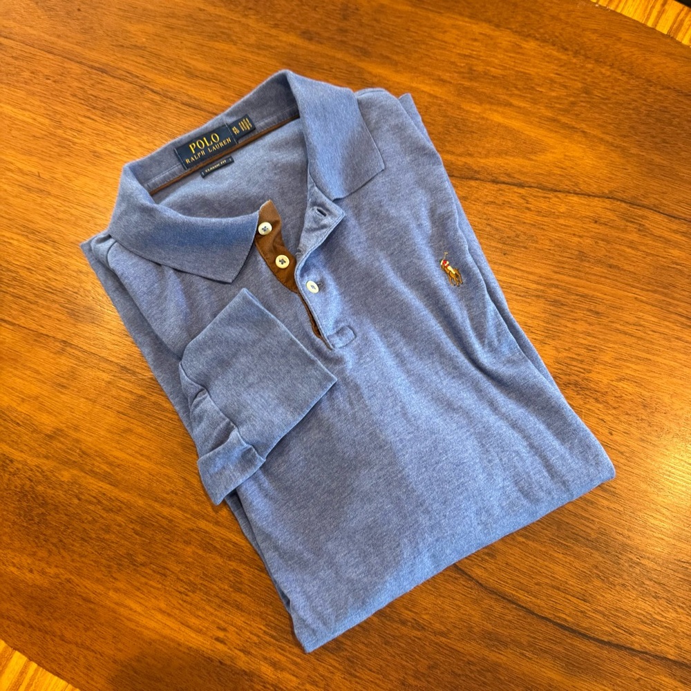 POLO Ralph Lauren Long Blue Sleeve Classic Fit Polo Shirt Multicolored Pony XL